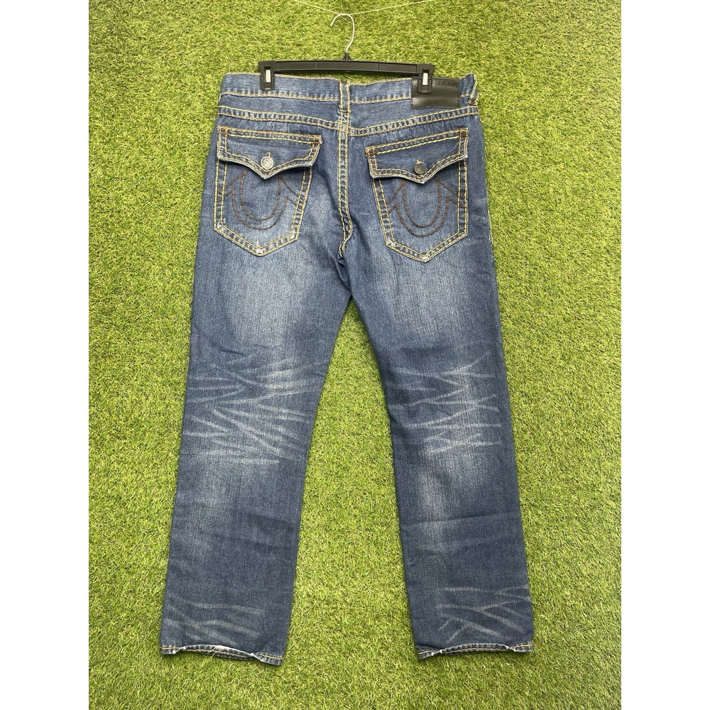 True Religion Jeans Mens 40 Ricky Relaxed Straight Big T Flap Pockets y2k Grunge